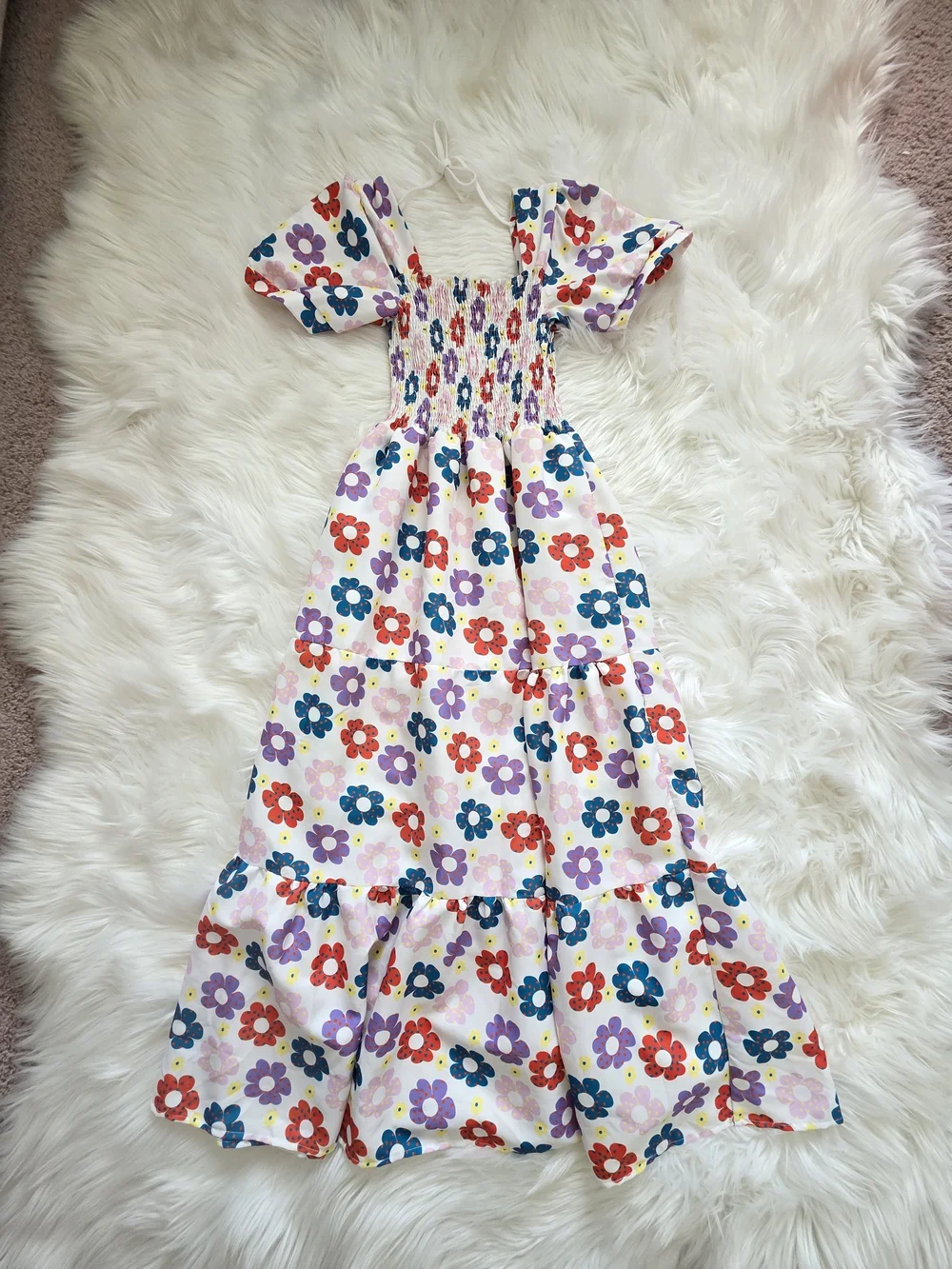 Colorful Floral Smocked Maxi Dress - Picture 2 of 3